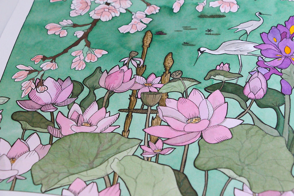 Miniature : "Les grues" aquarelle originale de Lucile Béranger