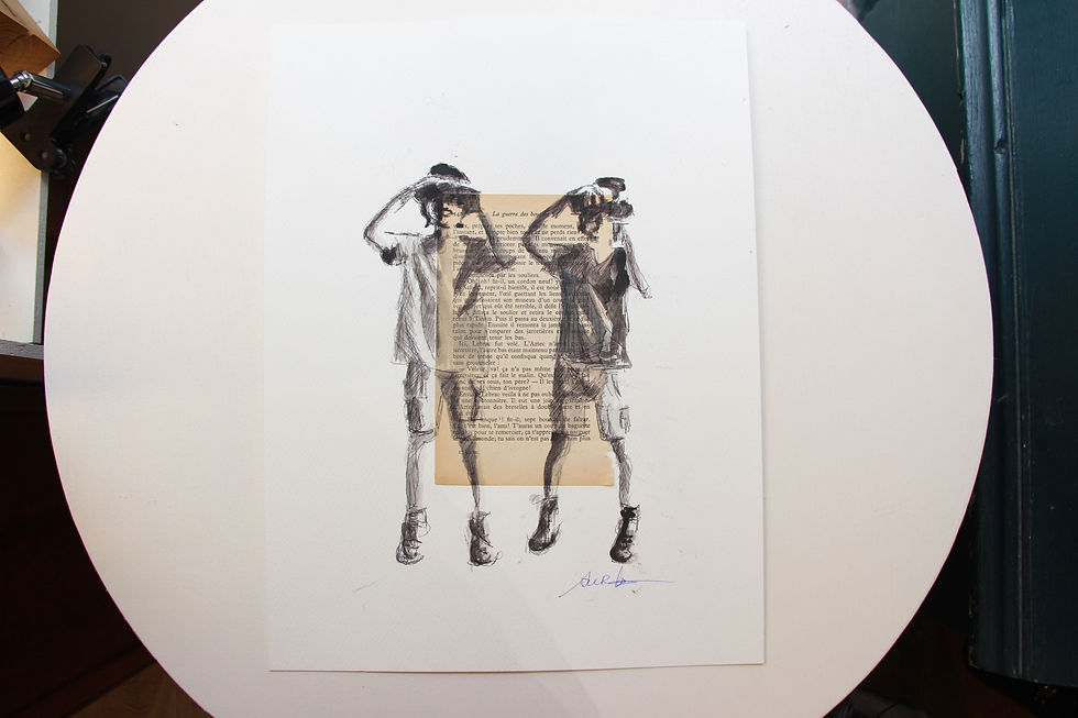 Thumbnail: Dessin original au stylo bille de Aurélie Salvaing en vente à la galerie d'art de Bordeaux Bokehli, spécialisée dans le petit format et sur www.bokehli.fr