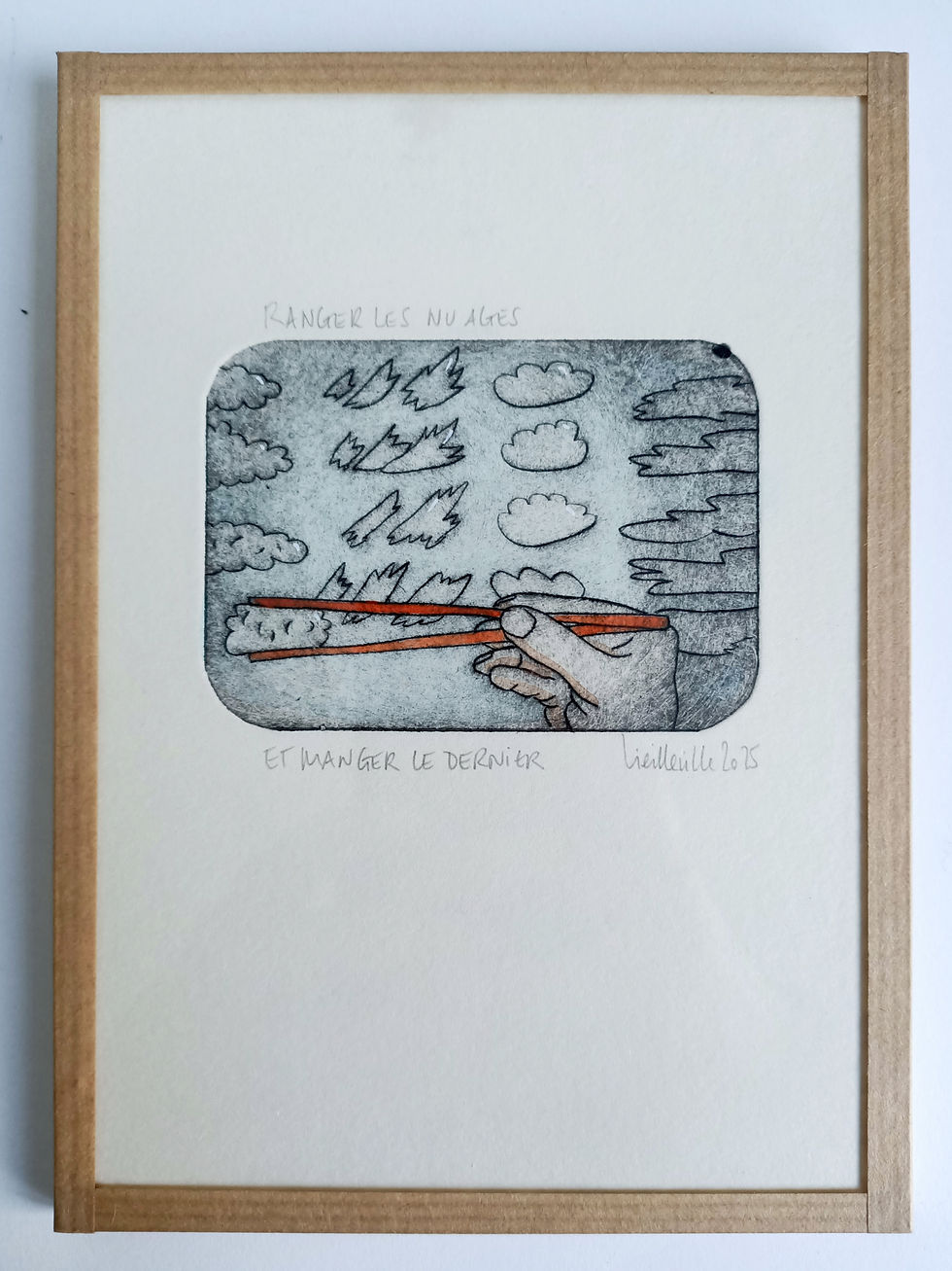 Miniature : "Ranger les nuages" Gravure de NATHALIE VIEILLEVILLE