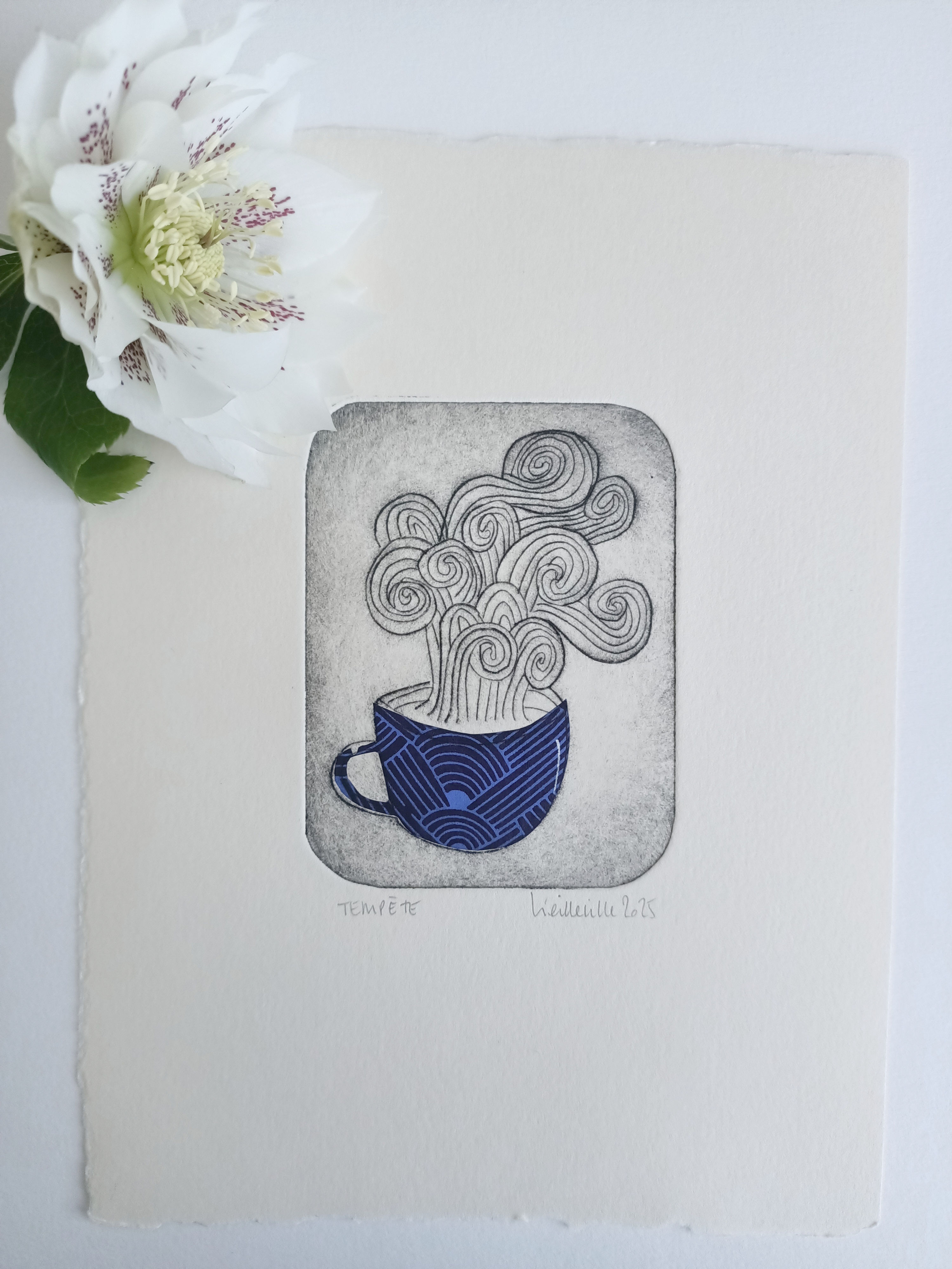 "Tempête" Gravure de NATHALIE VIEILLEVILLE