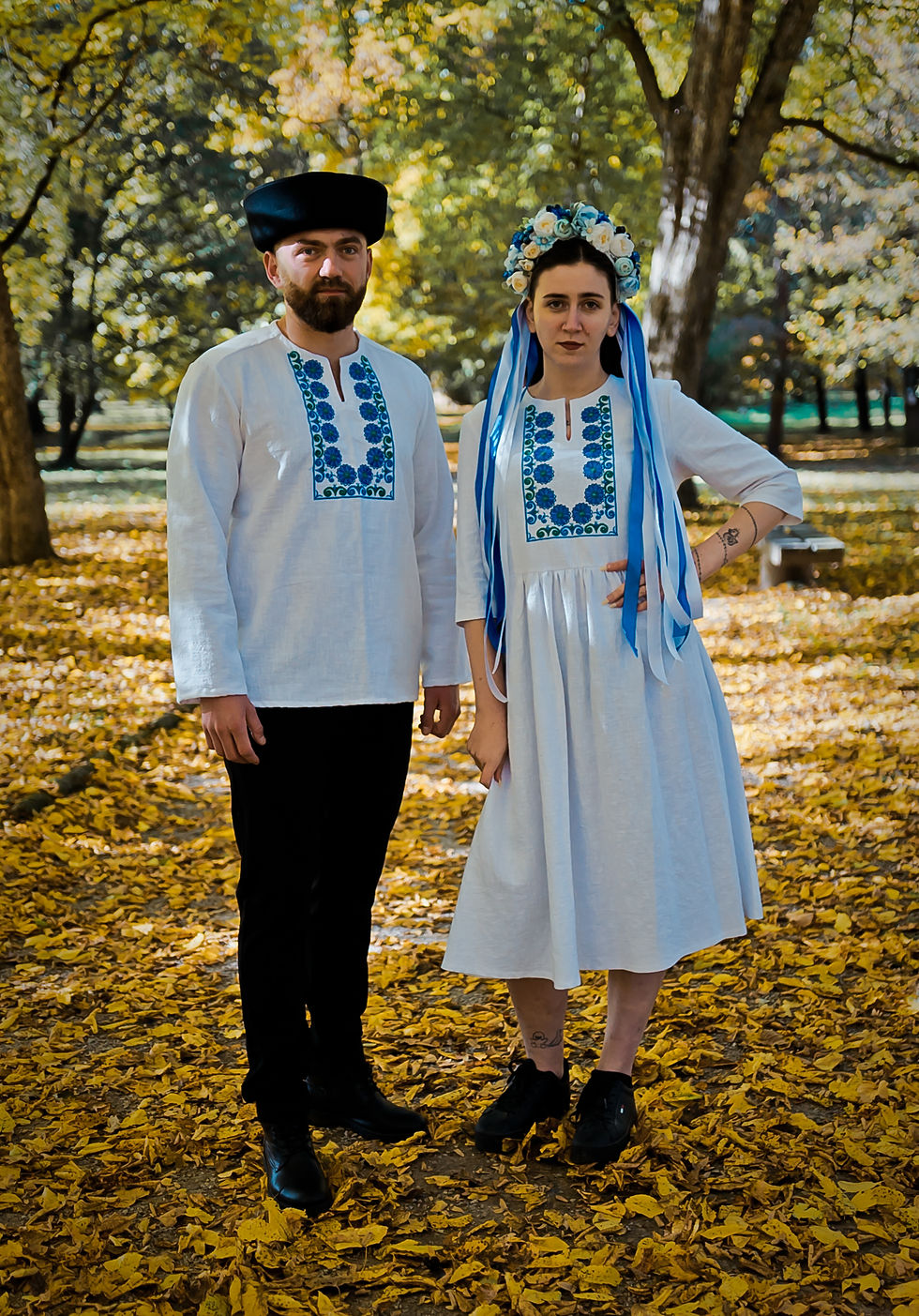 Miniatura: Ľanové vyšívané šaty + košeľa - Lubina #1