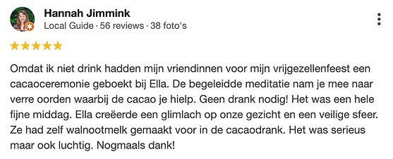 Positieve recensie over Ella Gaia op google