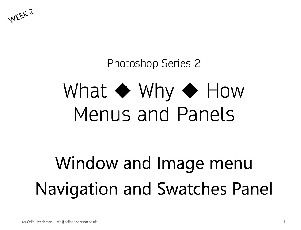 Guide 2/20 What Why How Menus Panels Windows Swatches and Navigation with Celia