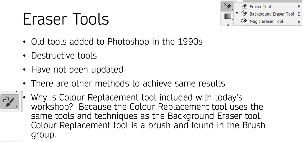 Thumbnail: GUIDE: 8/16 Eraser & Colour Replacement What Why How Photoshop Celia Henderson