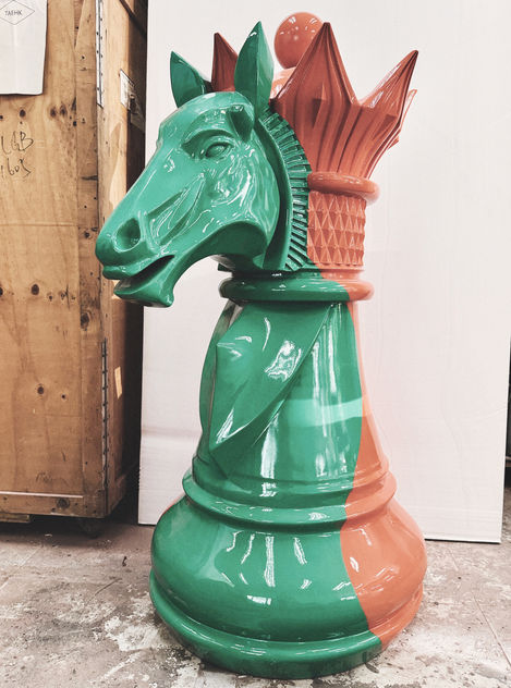 Large-Scale Fiberglass Chess Piece Sculpture