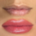 Close-up of lip blushing results from The Brow Project, featuring a soft, natural tint and defined shape.
