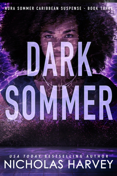 Purple hue design with water effect over an image of Jazzy