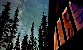 Haute Haus cabin at night