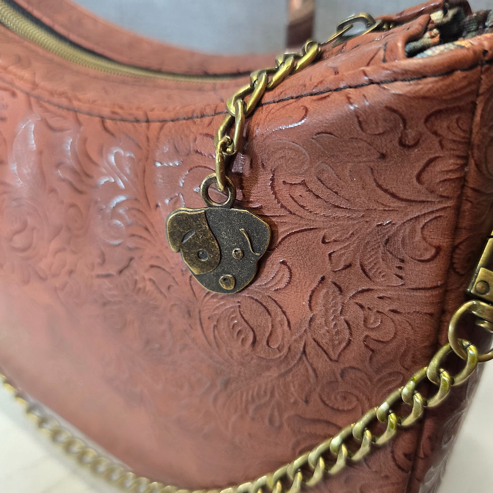 Thumbnail: Flower tooled look cocoa vinyl w/ pastoral Labradors -Cross Body