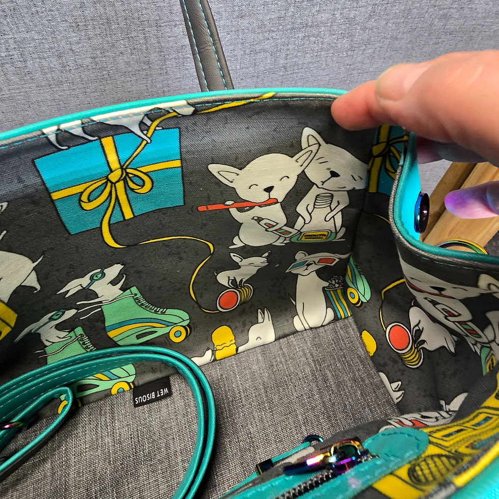 Thumbnail: Arctic Sky Blue - White Chihuahua Serafina Handbag