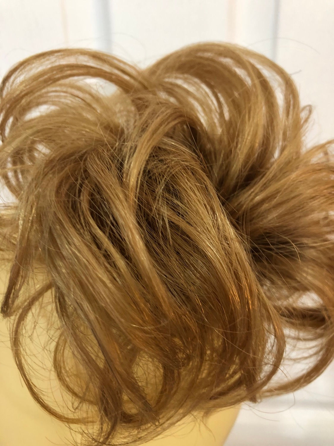 Strawberry blonde human hair short curly Scrunchie 