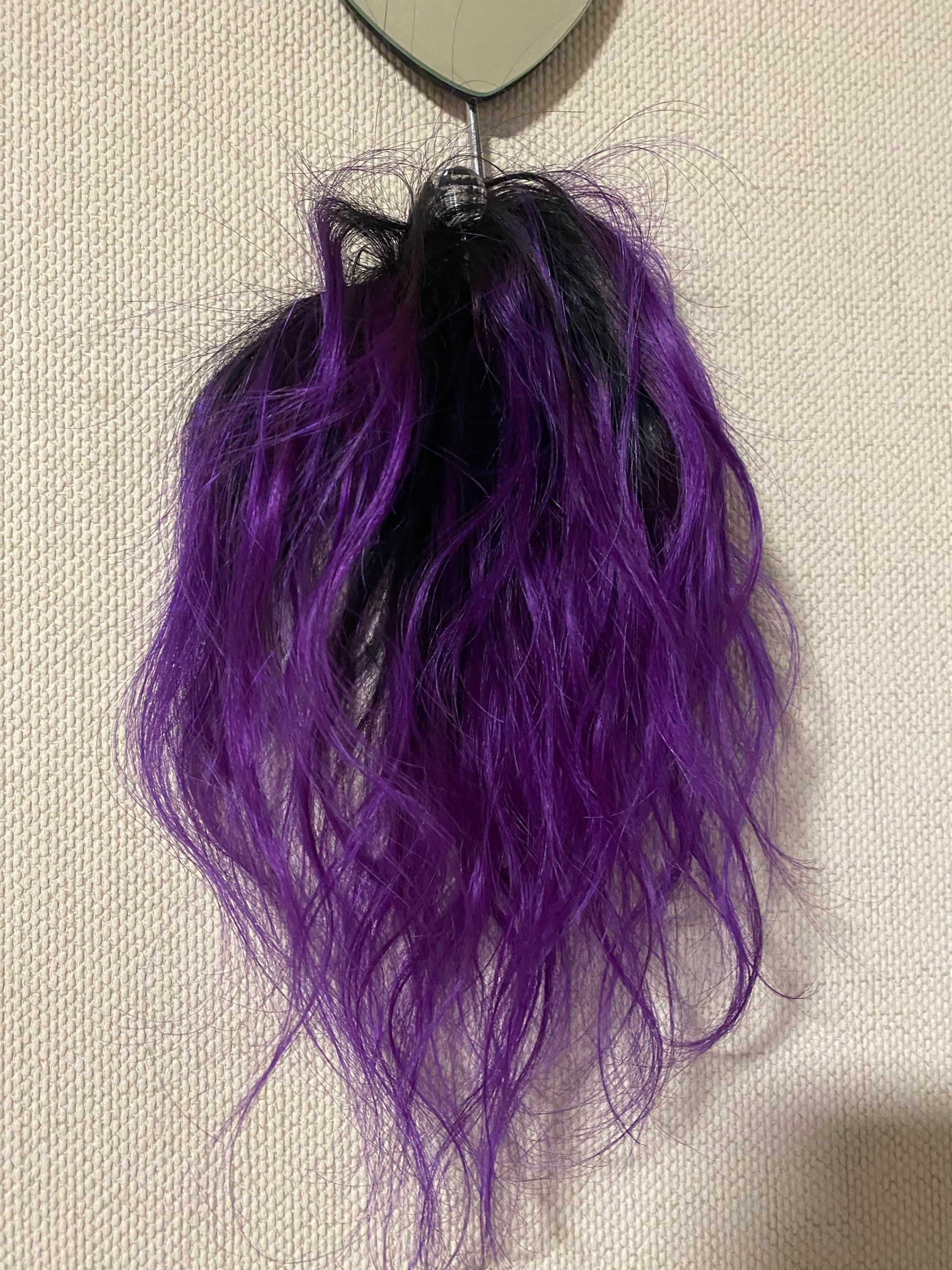 100% Human hair black ombré to bright purple 12 inches