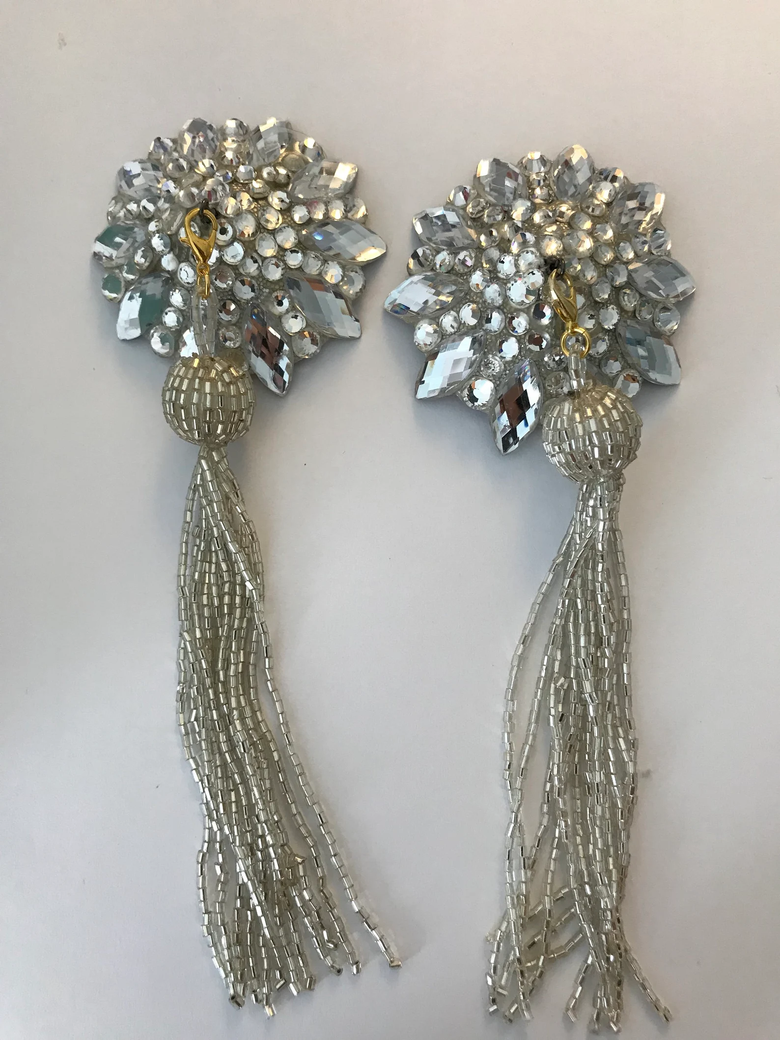 Crystal pasties with silver tassel