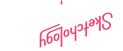 sketchology logo in white and pink