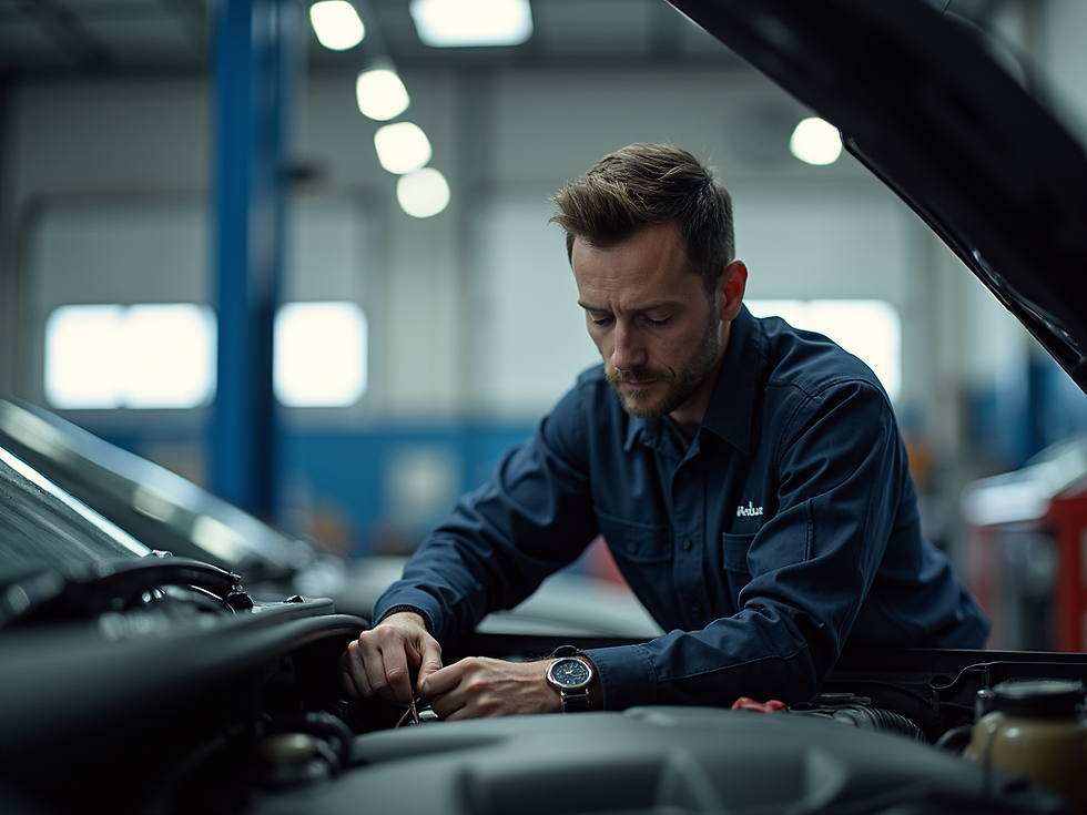 Man performing digital inspection on vehicle