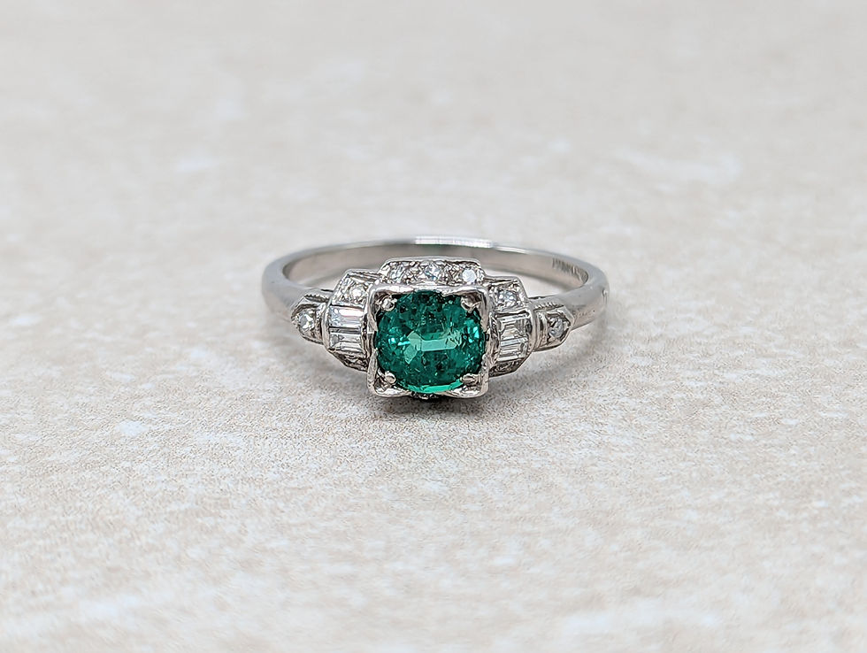 Art Deco Emerald & Diamond Ring in Platinum