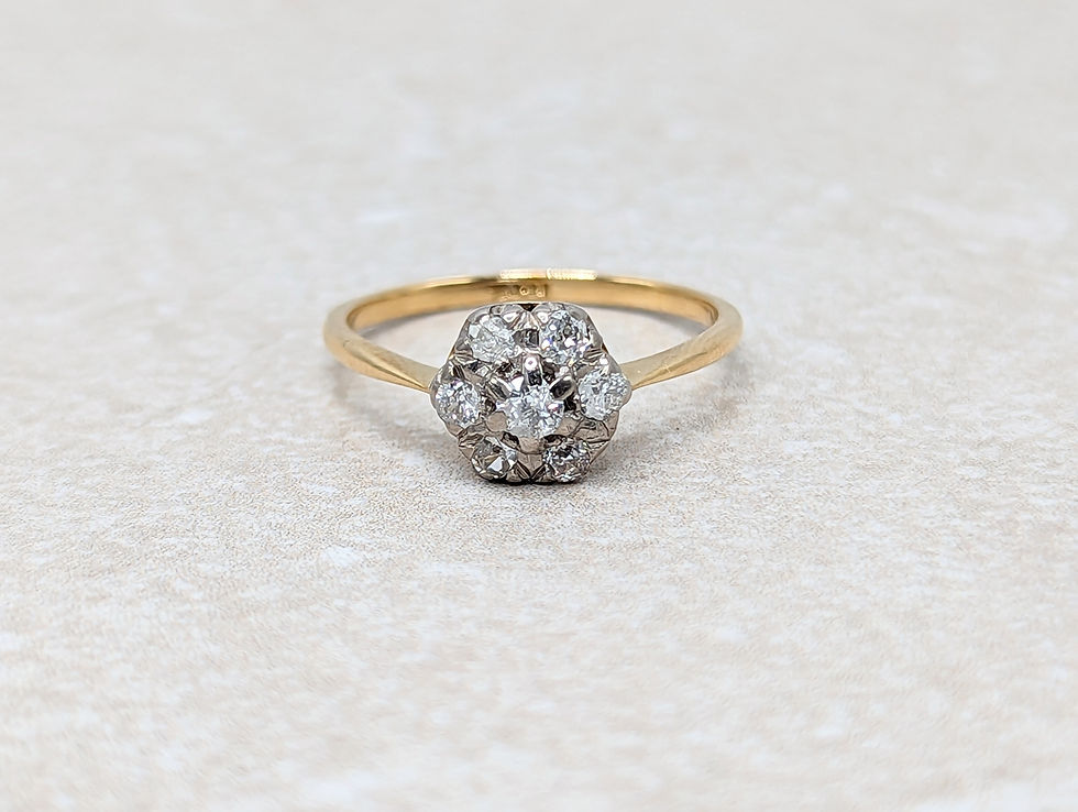 Mid Century Diamond Cluster Ring in 18k Gold