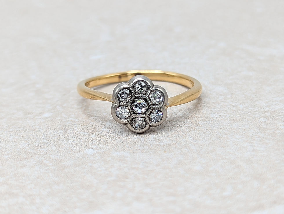 Mid Century Diamond Daisy Ring in 18k Gold