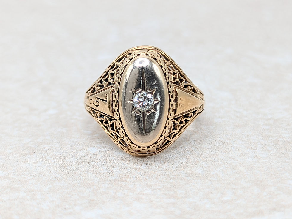 Vintage Diamond Signet Ring in 10k Gold
