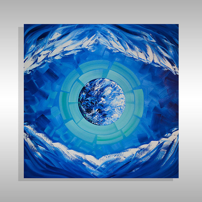 Contemporary Best Blue Pop Art with Palm Trees and Ocean Waves created by Laelanie Larach