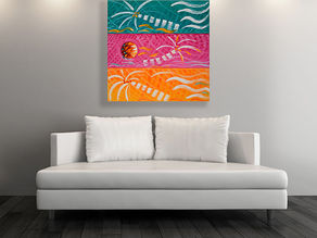 Arte Hondureño Moderno a la Venta en Doral, Florida creado por la Artista Hondureña de Miami Laelanie Larach: Pinturas Costeras Tropicales Contemporáneas