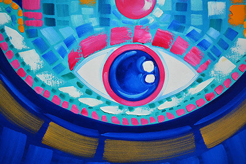 Blue Abstract Art in Miami Beach Florida created by Abstract Miami Based Artist Laelanie Larach