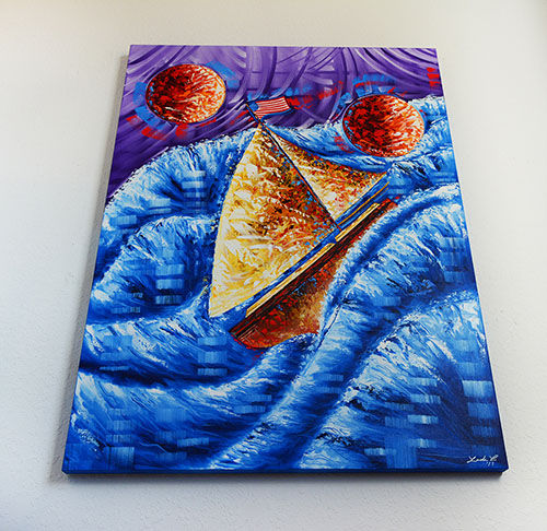 The Famous Blue Contemporary Pop Art and Abstract Paintings in Miami of Pop Artist Laelanie Larach