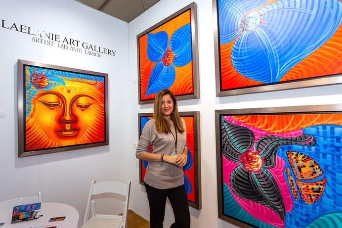 Art Basel exhibition of Laelanie Larach the famous abstract artist in Miami