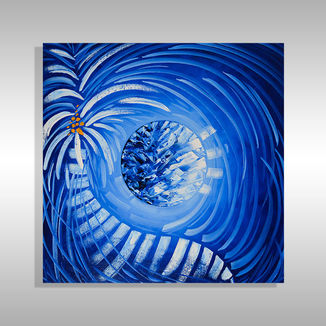 famous blue palm tree art for sale by Miami based artist Laelanie Larach