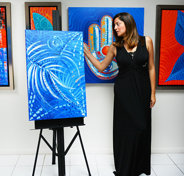 Unique Blue Abstract Paintings for Sale in Miami by Laelanie Larach