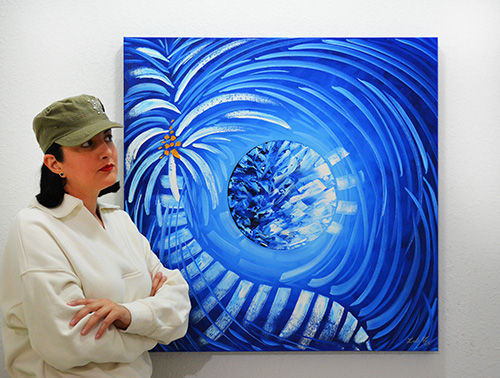 Blue Coastal Art in Miami created by Honduran Miami Based Artist Laelanie Larach