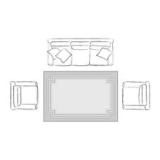 Large living room rug layout with handloom and handmade rugs from Bhadohi