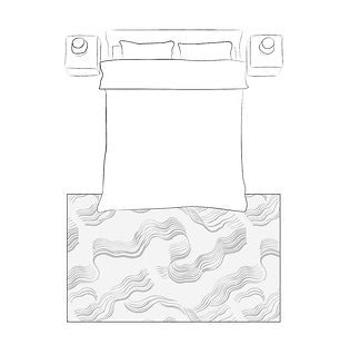 Rug sizing at the foot of the bed using handmade rugs by Bhadohi rug exporters