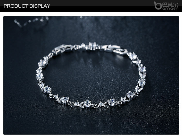 Thumbnail: Crystal Flowers Bracelets, 18K Gold/Platinum Plated (6 Colors)