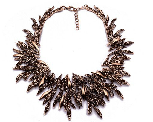 Thumbnail: Metal Leaf Statement Choker Necklace
