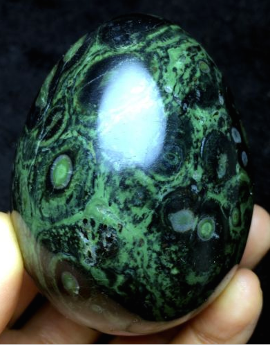 Thumbnail: Natural Peacock Egg Stone with wooden stand, healing crystal, magic, wicca