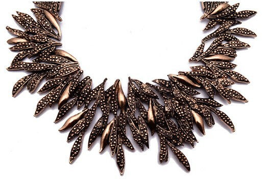 Thumbnail: Metal Leaf Statement Choker Necklace