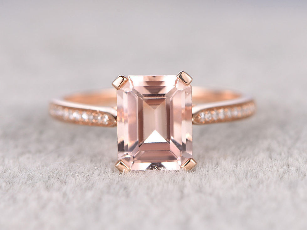 Thumbnail: Solid 14K Rose Gold, 1.5Ct Pink Morganite with White Topaz Ring