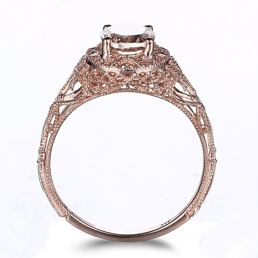 Thumbnail: Solid 14K Rose Gold, 1.3Ct Art Deco Morganite Ring