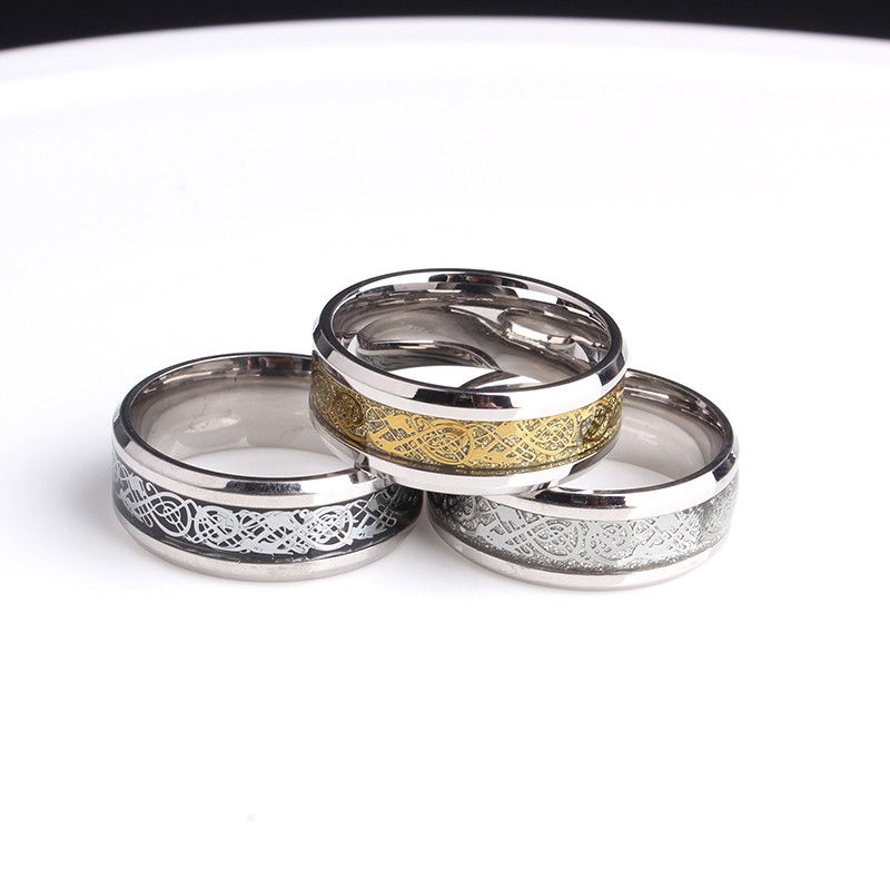 Thumbnail: Unisex Stainless Steel Viking Serpent Rings, Dragon, Irish, Claddagh, St. Patrick's Day, Patty, clover