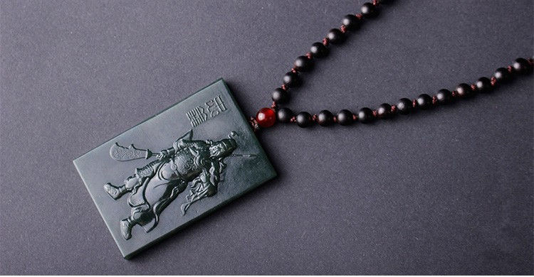 Thumbnail: High Quality Jade, Samurai Warrior Pendant and Chain