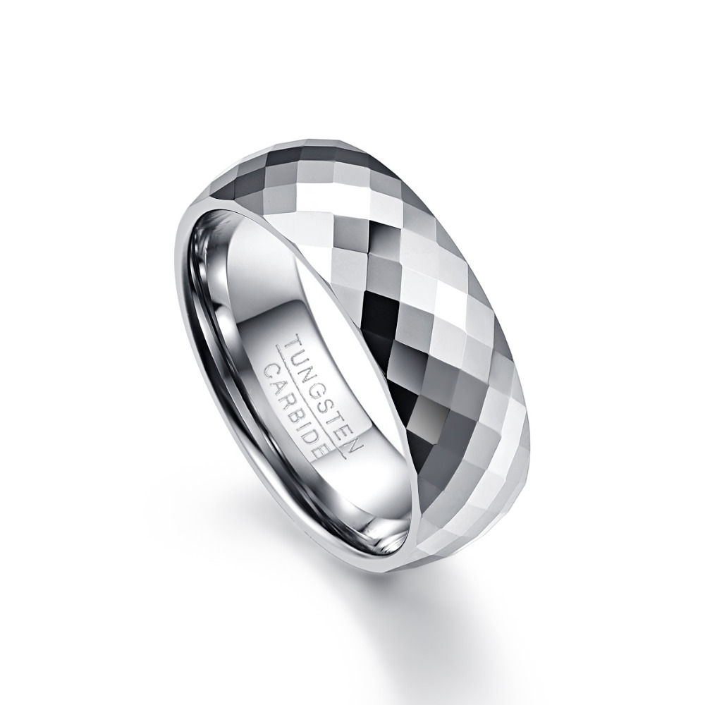 Men's/Women's Silver Colored Tungsten Diamond Faceted Engagement/Cocktail, groom, wedding
