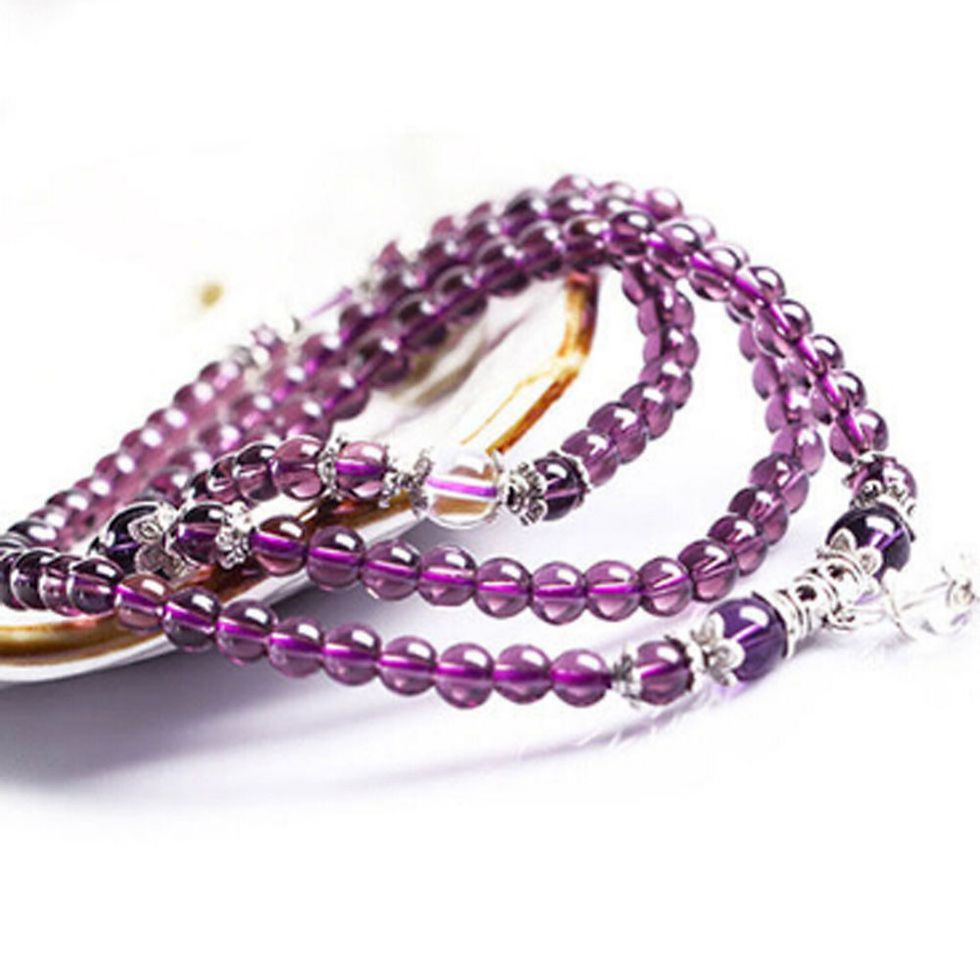 Thumbnail: Purple Crystal Beaded Wrap/Prayer Bracelet