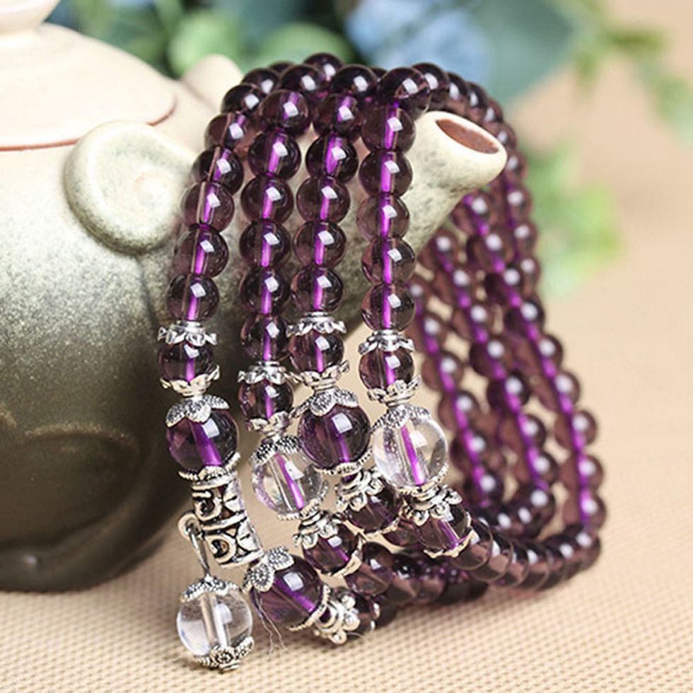 Thumbnail: Purple Crystal Beaded Wrap/Prayer Bracelet