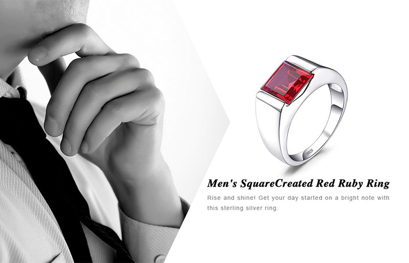 Thumbnail: Men's Unisex 925 Silver 3.4 CT Ruby Ring, groom, wedding, bride