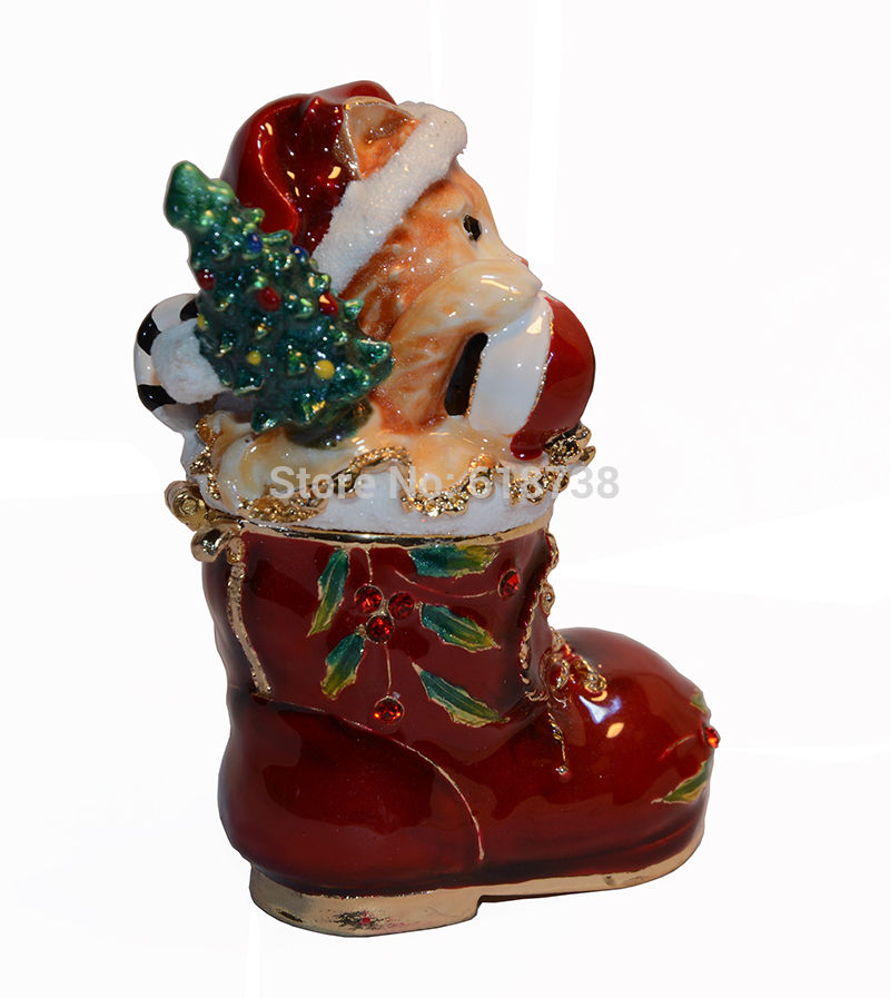Thumbnail: Hand Painted Kitten in Stocking Limoges Box