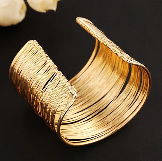 Thumbnail: Gold or Silver Plated Wire Bangle Bracelet