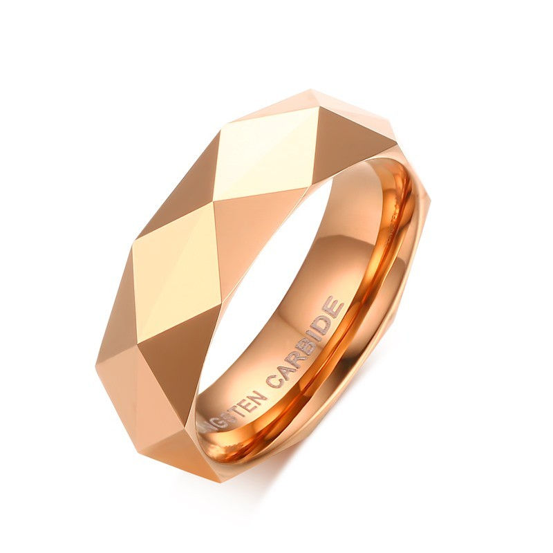 Thumbnail: Tungsten Carbide Cubist Ring Gold or Rose Gold plated