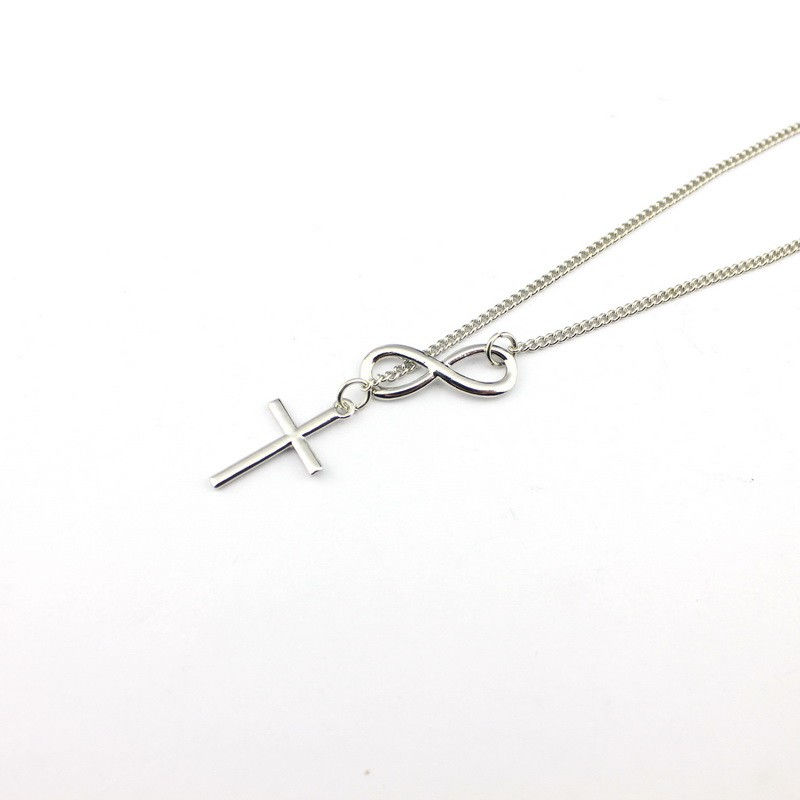 Thumbnail: Women's Gold/Silver/Rose Gold Plated Eternity Cross Necklace