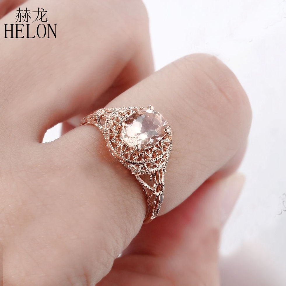 Thumbnail: Solid 14K Rose Gold, 1.3Ct Art Deco Morganite Ring